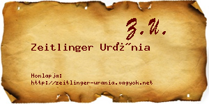 Zeitlinger Uránia névjegykártya